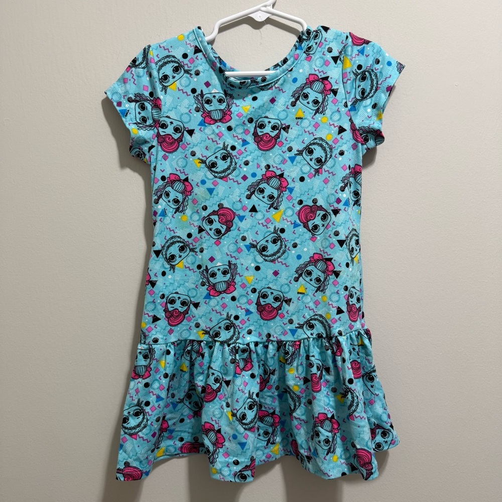 LOL Surprise! Girls Fit & Flare Cap Sleeve Dress XS Blue Radiance Pink Yellow